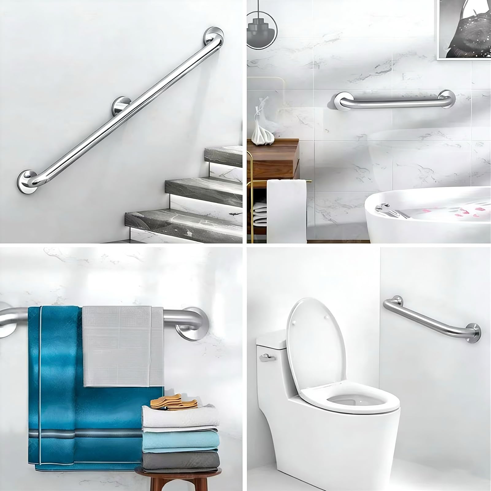 Barras de Apoyo para Discapacitados, Asidero de Ducha, Barra de Apoyo de Acero Inoxidable 304 para Bañeras Y Duchas, Inodoro, Asideros de Ducha de Seguridad para Discapacitados(150cm)