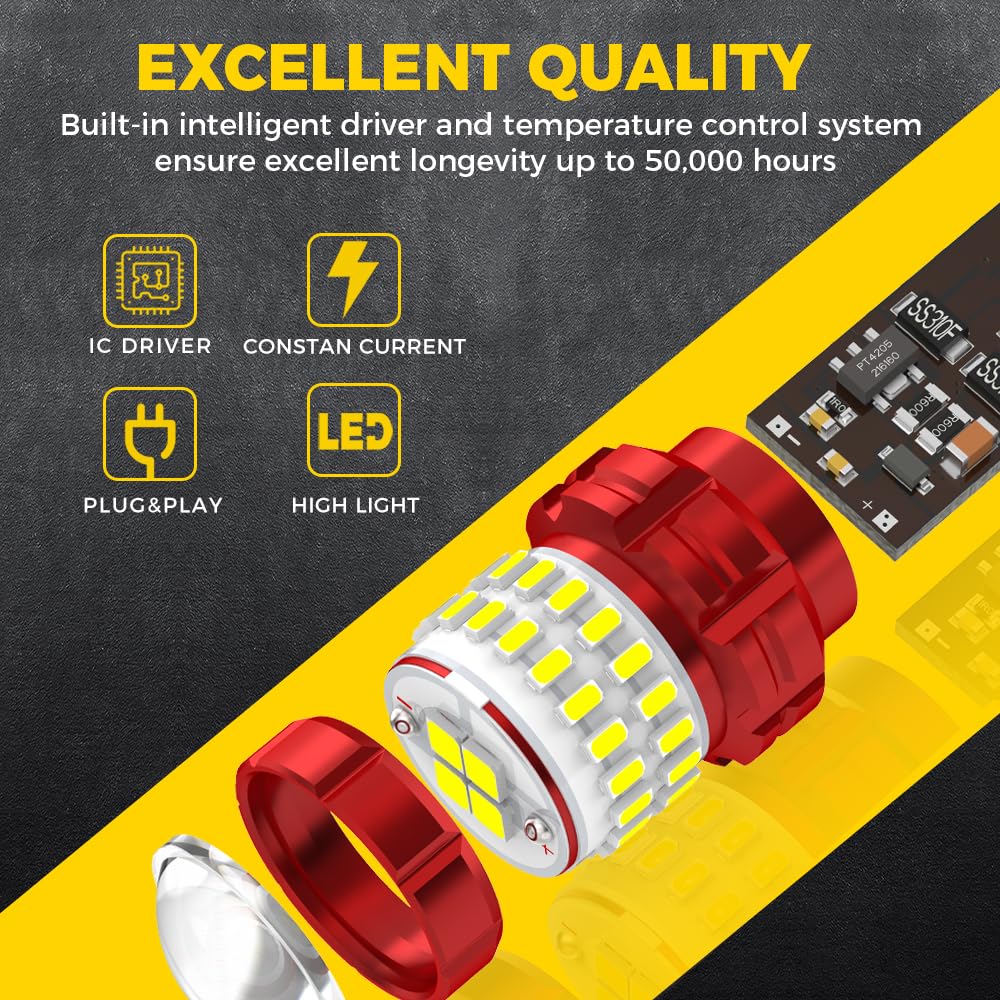 BMT xms Bombilla LED 1156 – 400% súper brillante 6000K blanco 7506 BA15S P21W LED de repuesto con proyector para luces de marcha atrás DRL, luz de respaldo, paquete de 2