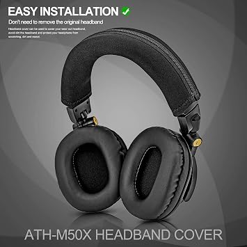 ATH M50X Headband Cover - Also Compatible with ATH M50, M40X, M40, Cloud 2, Cloud Pro, Cloud Alpha, G PRO X, HS50, HS60, HS70 Headphones (Black)