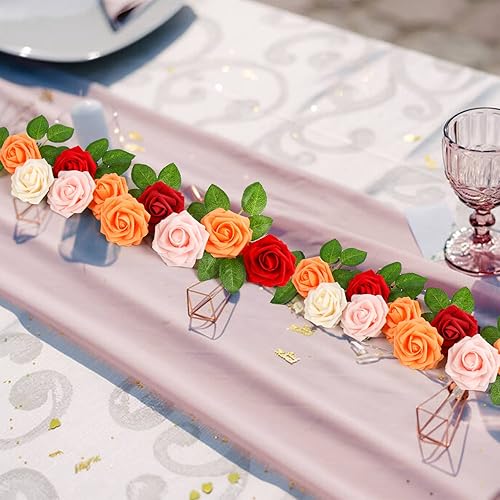 Miniatura 7 de 60 hojas de rosas artificiales, hojas de flores de rosa falsas, hojas verdes de seda sintética para ramos de boda, centros de mesa de fiesta de