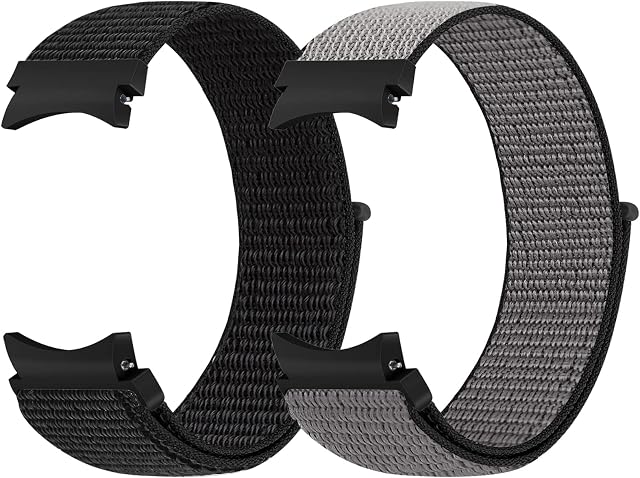 Nylon No Gap Strap Compatible with Samsung Galaxy Watch 6/5/4 40mm 44mm/Watch 6 Classic 43mm 47mm/Watch 5 Pro 45mm/Galaxy Watch 4 Classic 42mm 46mm, Soft Sport Replacement Wristband for Women Men