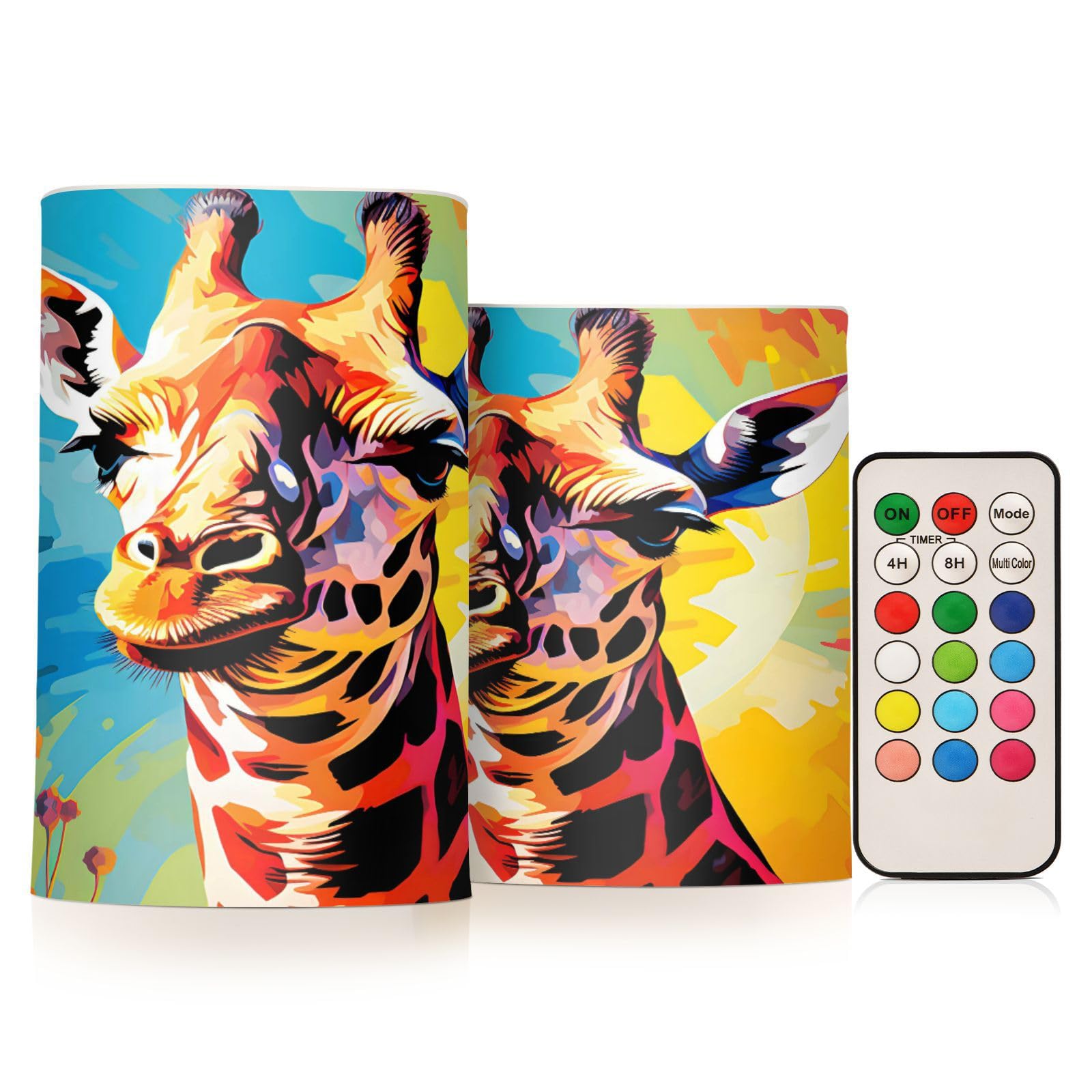ALAZA Giraffe (1) Flickering Flameless Candles Battery Operated with Remote Timer,Tea Light Candles LED Pillar Votive Candles Set of 2 for Outdoor Indoor Decorations