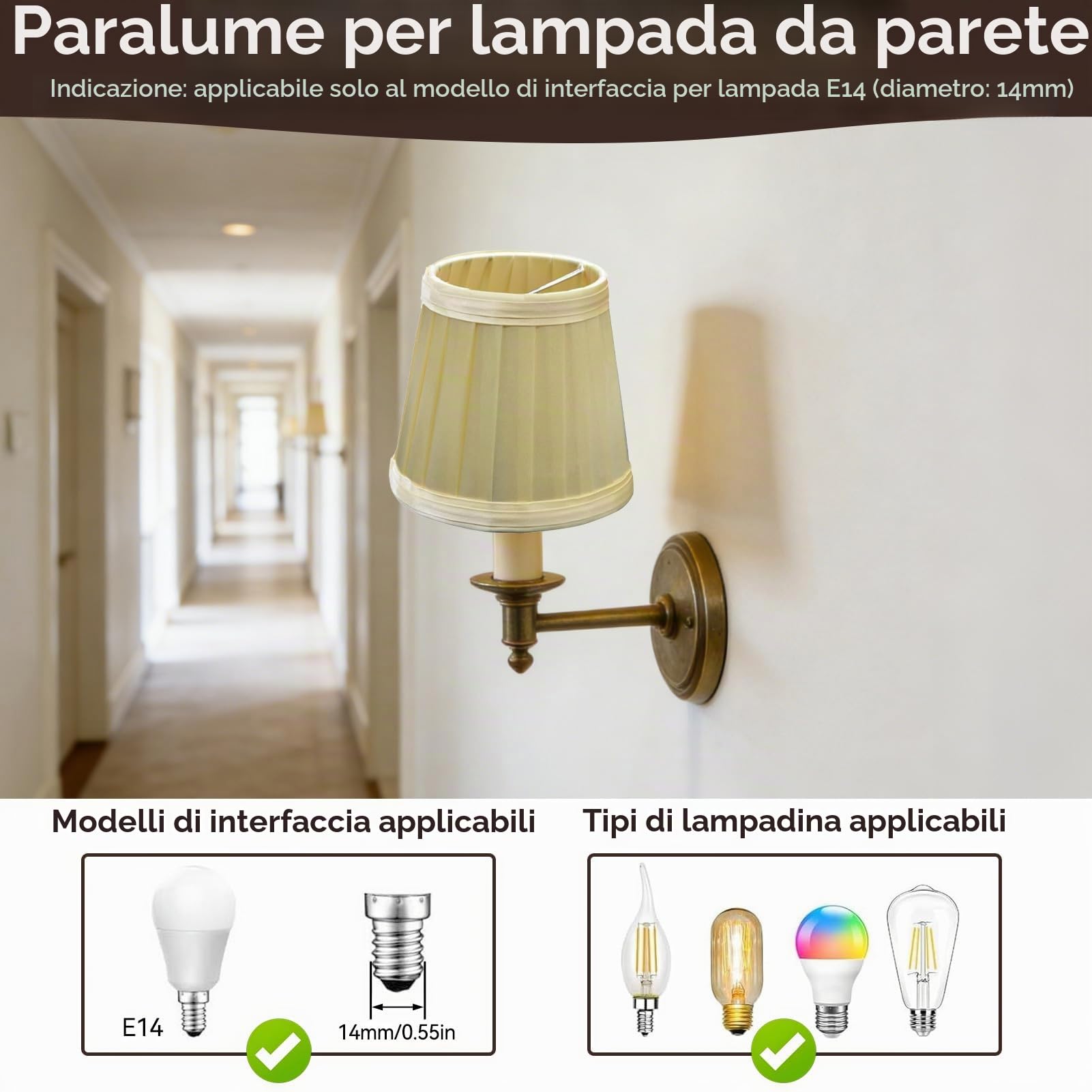 Set di 6 Panno per Paralume a Tamburo per Lampadine a Candela, moderna copertura della luce del pendente pieghettata, Paralume Piccolo per Lampadine E14, Paralume in Tessuto per Tavolo Lampada