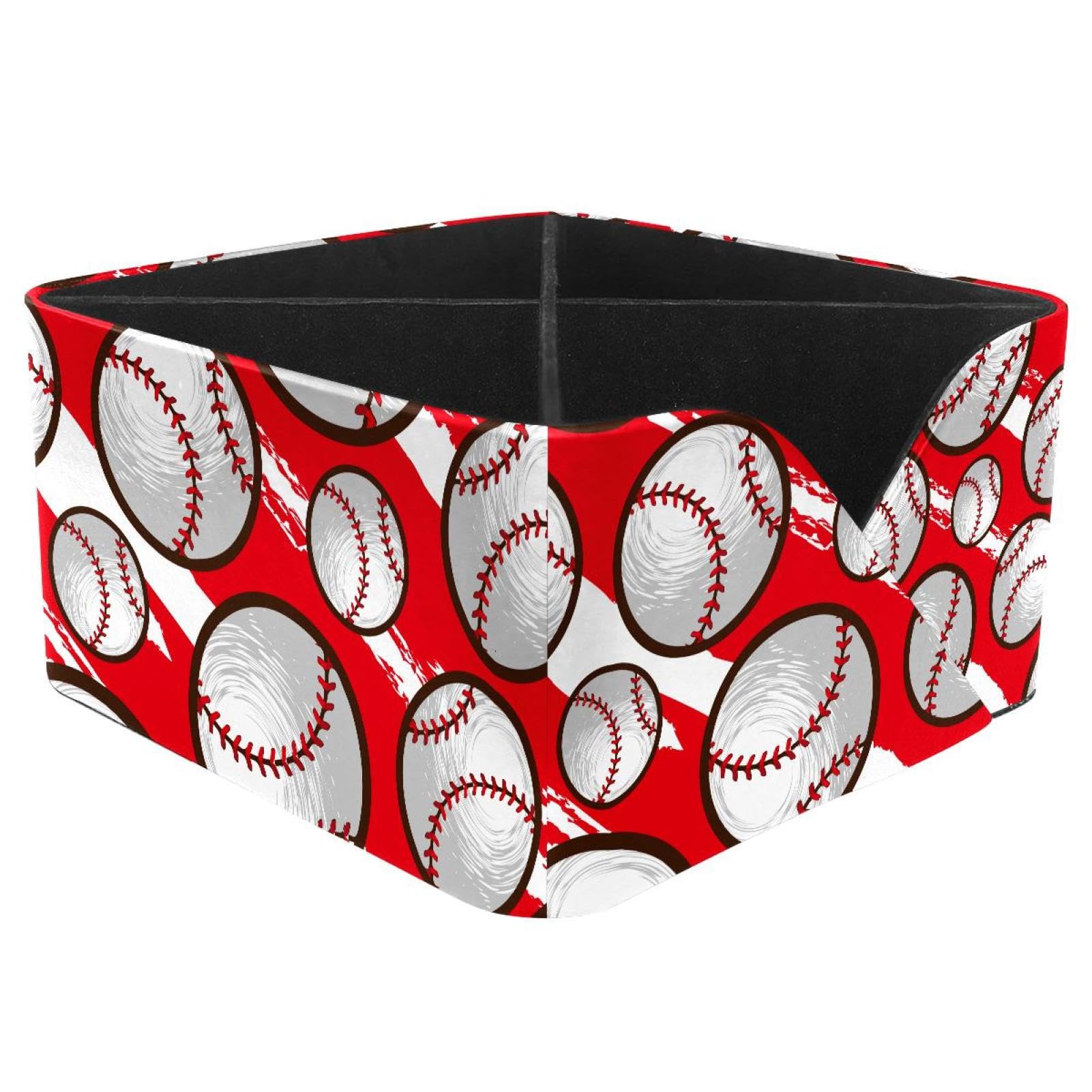 KengjuTesu Baseball Sport Red Desktop Organizer Pen Holder, Rectangular Pencil Cup for Office, Study and Makeup Stations