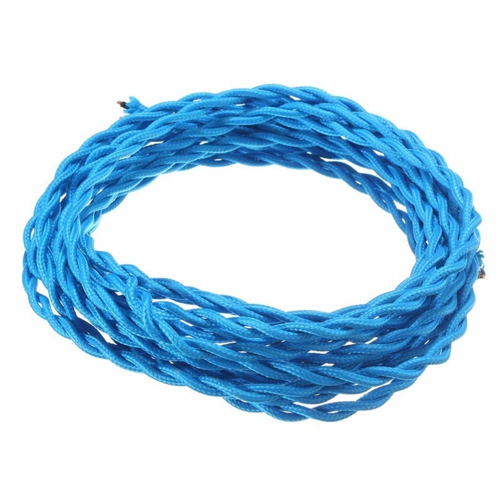 fil électrique, Fil électrique textile tressé torsadé à 2 conducteurs de 0,75 mm², multicolore, longueurs multiples(Blue,15m)