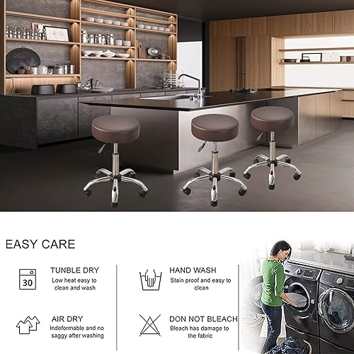 Miniatura 6 de HAOYONG Juego de 4 fundas redondas para taburetes de bar, impermeables, de poliuretano, fundas elásticas para taburetes de bar, fundas para sillas