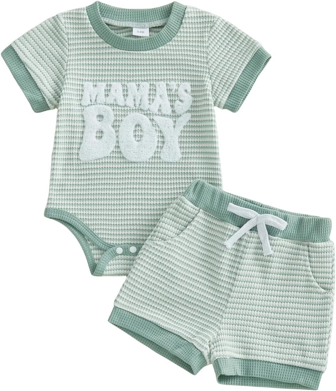 Baby Boy Summer Clothes Newborn Mallard Duck Embroidery Short Sleeve Romper Bodysuit Shorts Set Infant Waffle Outfit