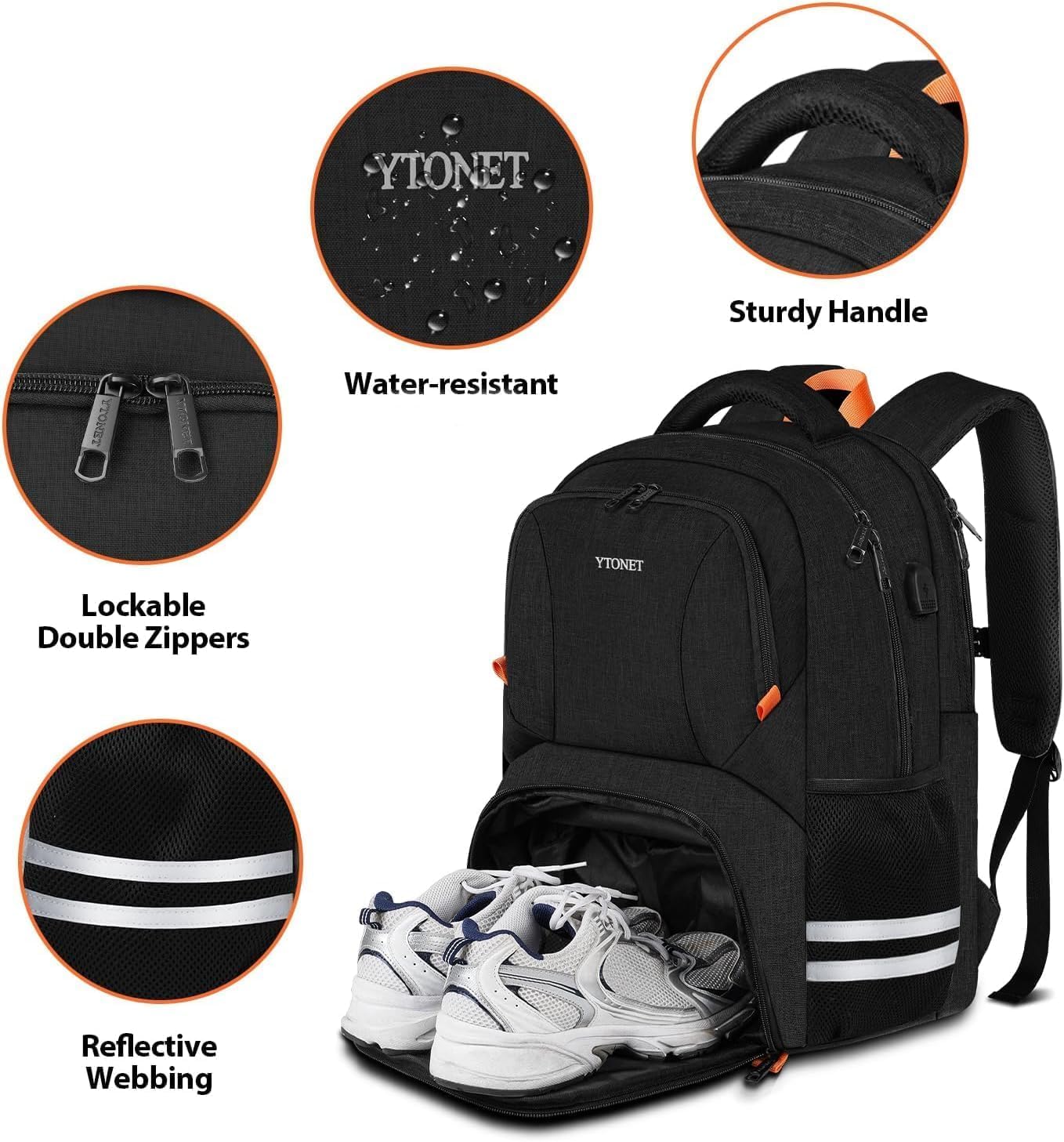 Sac à Dos Sport 35L Avec Compartiment Chaussures Et Poche Humide - Pour Ordinateur 15.6", Fitness, Voyage, École