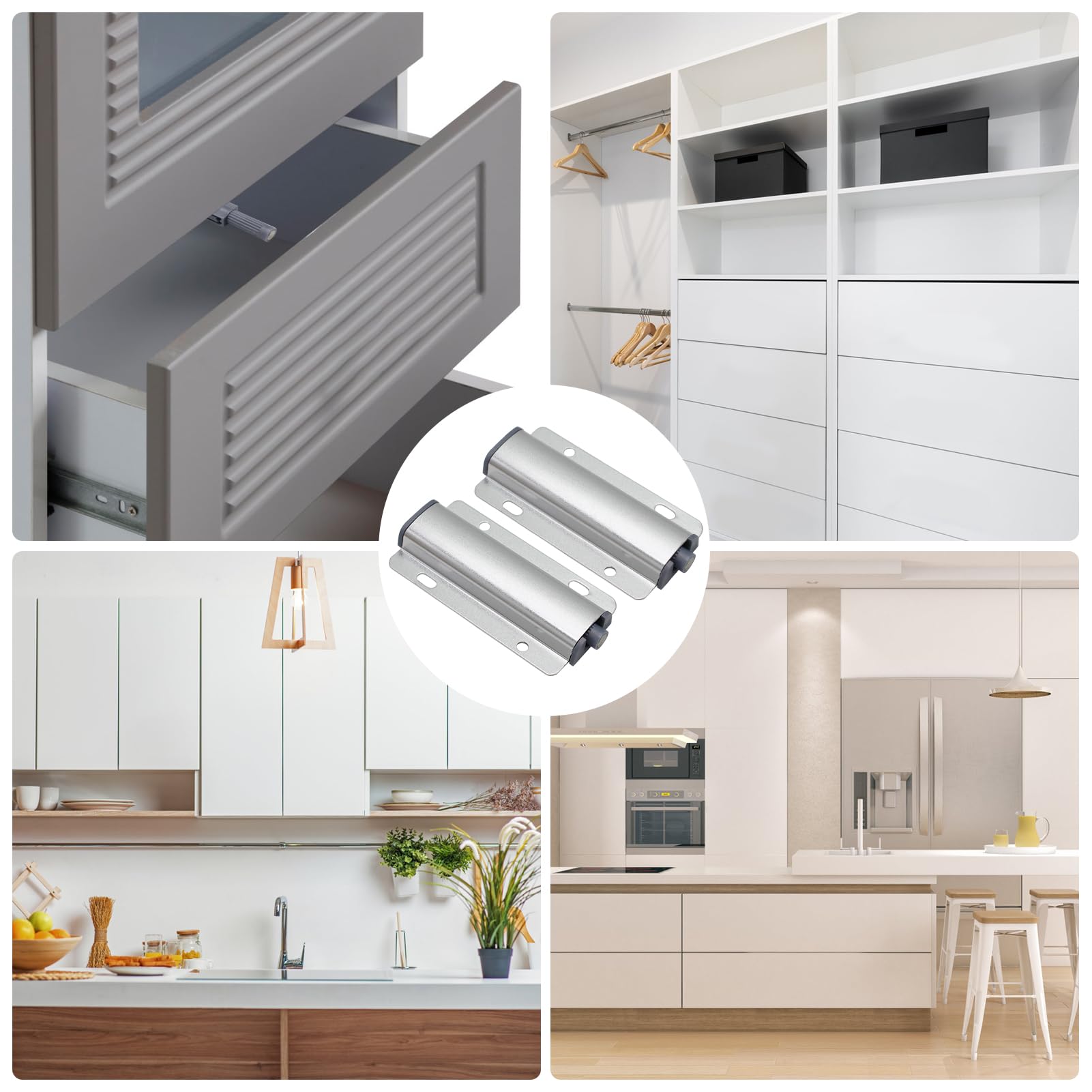 12 stuks drukdeuropener: magnetische deursnapper, push to open deuropener, kastdeurdemper, magneetsnapper deurdemper, druksnapper opener, druk voor kasten, laden, spaanplaat, dressoirs, boten