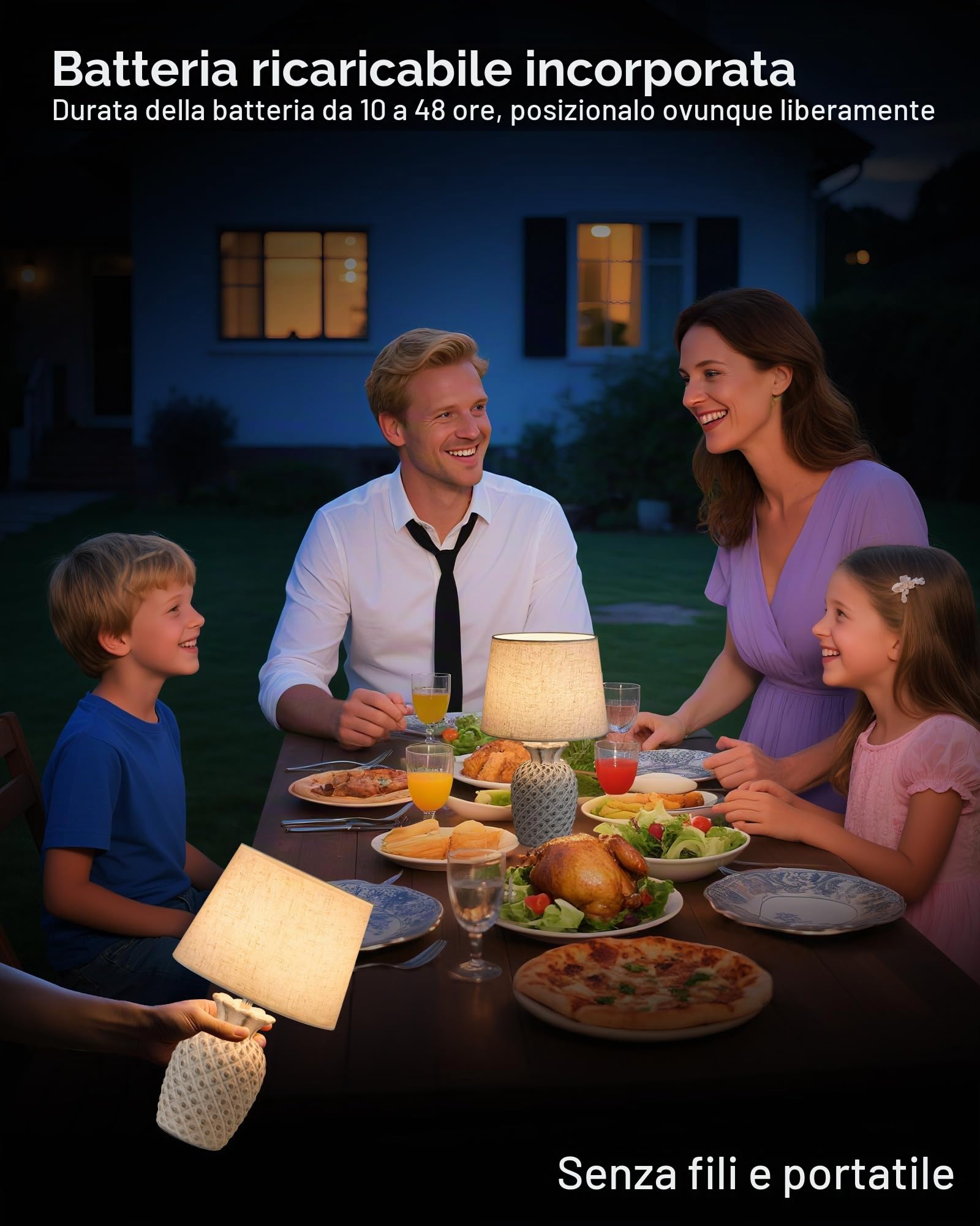 Lampada da tavolo ricaricabile senza fili, dimmer con timer con telecomando, base in ceramica e paralume in tessuto di lino, luce che cambia colore a batteria, piccola lampada da comodino per