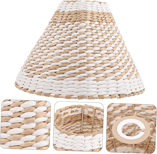 Miniatura 9 de LIFKOME Pantalla tejida para lámparas de pie de mesa, cubierta de luz de tejido retro, pantalla decorativa para sala de estar, dormitorio, estudio,