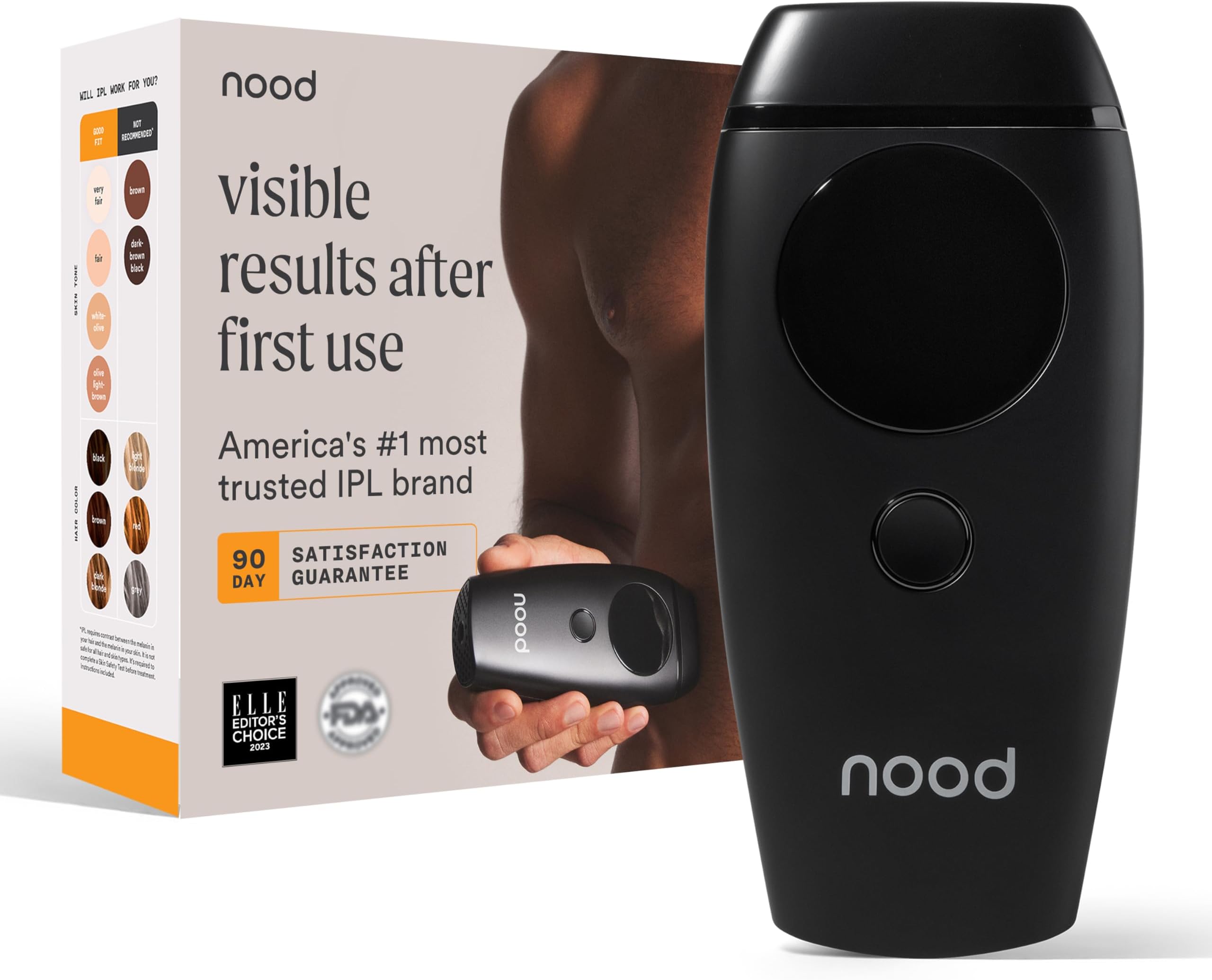 NEW Flasher 2.0 by Nood, IPL Laser Hair Removal Device for Men and Women, Pain-free and Permanent Results, Safe for Whole Body Treatment - Matte Black