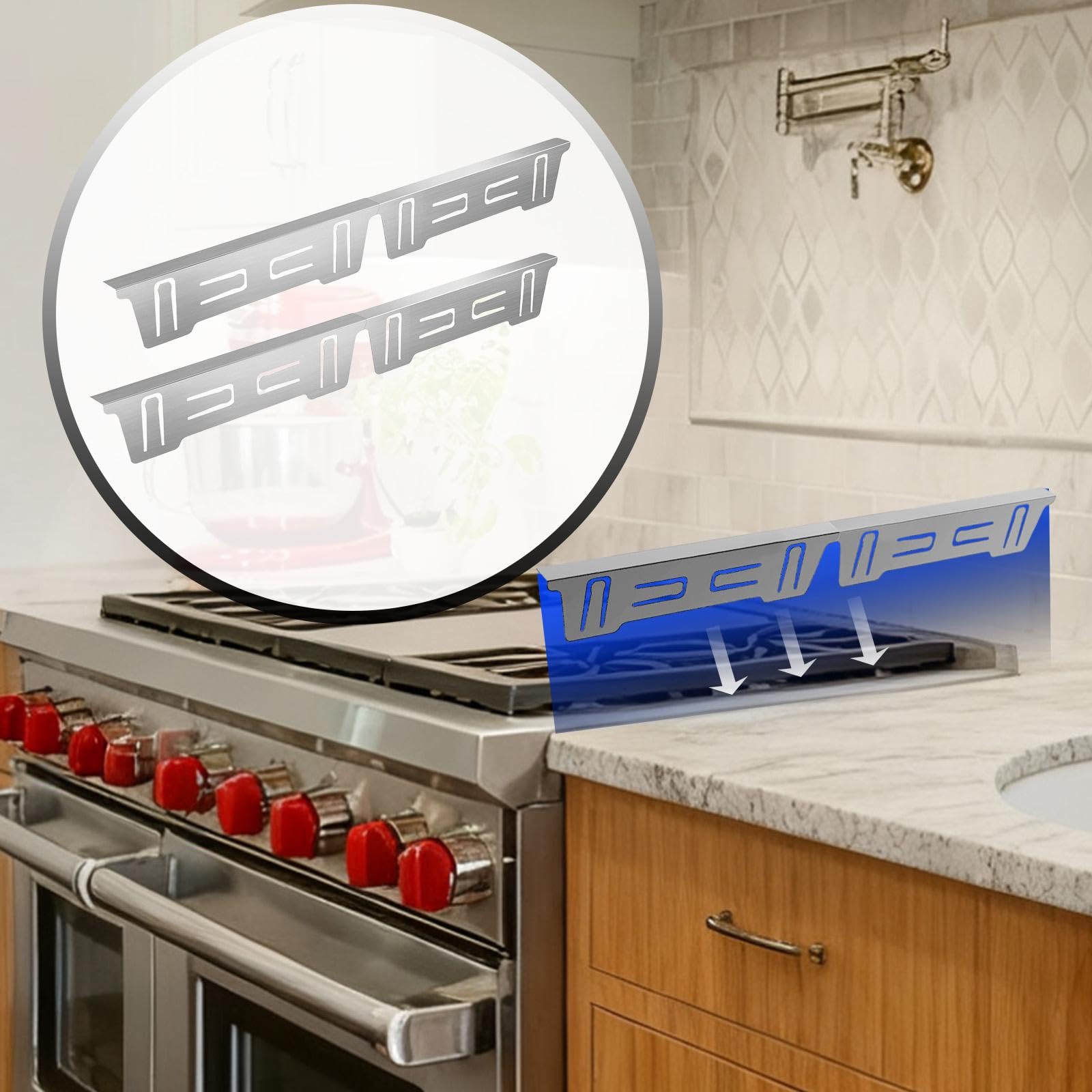 predolo 2 pezzi di copri-fessure per fornelli, accessorio da cucina tra piano cottura e bancone, resistenti al calore, espandibili, protezioni per fessure per, Argento