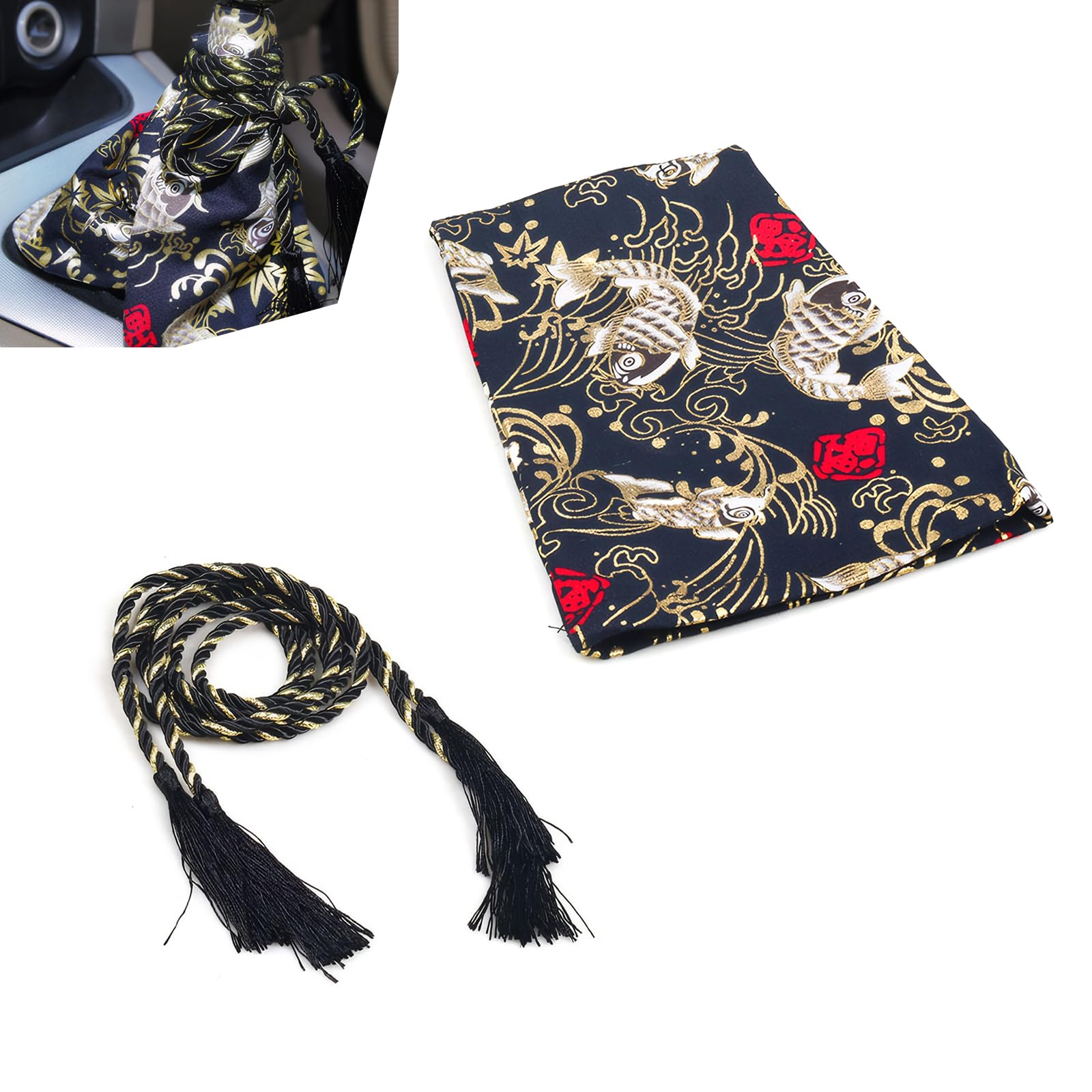 1 PC Car Gear Shift Protective Cover, Wave Pattern Cloth Gear Shift Dust Cover, Car Personalized Gear Shift Head Cover, Universal for Most Cars (Black)