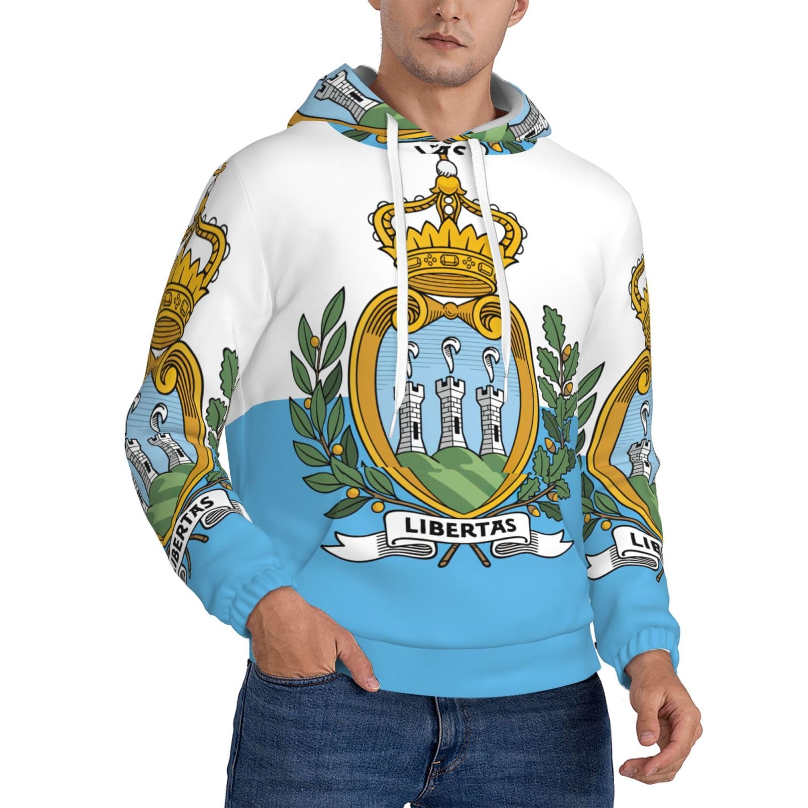 Sweat à capuche Saint-Marin pour homme pull décontracté à cordon - 8