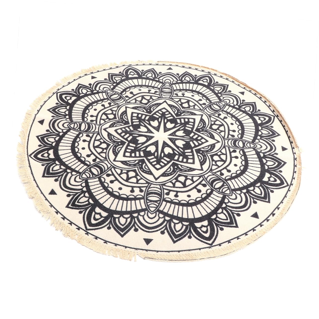 ORFOFE Runder Quasten Boho Teppich Polyester Baumwolle