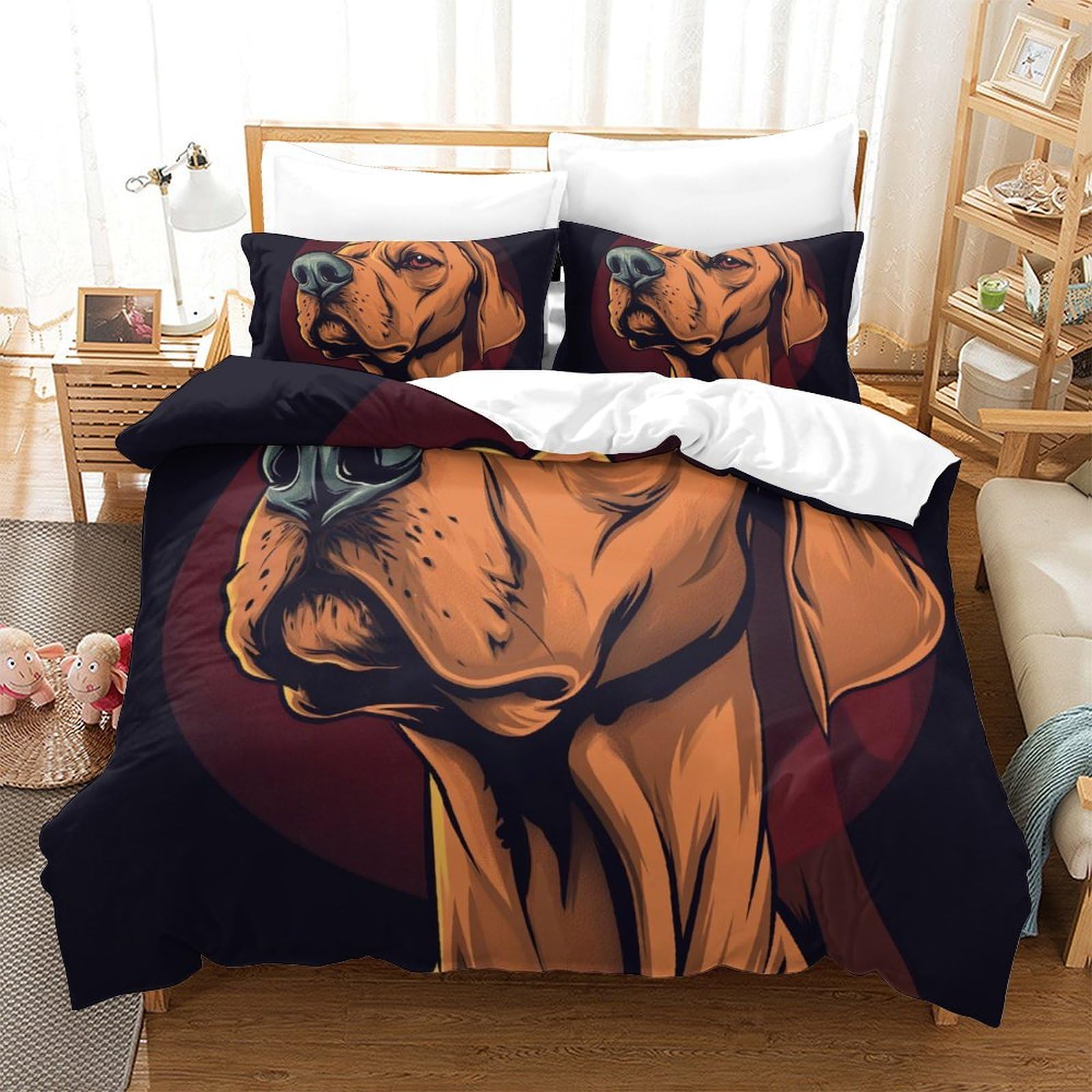 Parure de lit 3D Labrador 260x220 cm en microfibres pour lit Super King