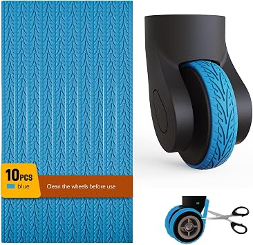 10pcs Luggage Wheels Covers, Suitcase Wheel Covers, Luggage Wheel Protector | Waterproof, Noise Reducing Protectors for Carry-Ons, Universal Fit, Essential Travel Accessories, Blue P