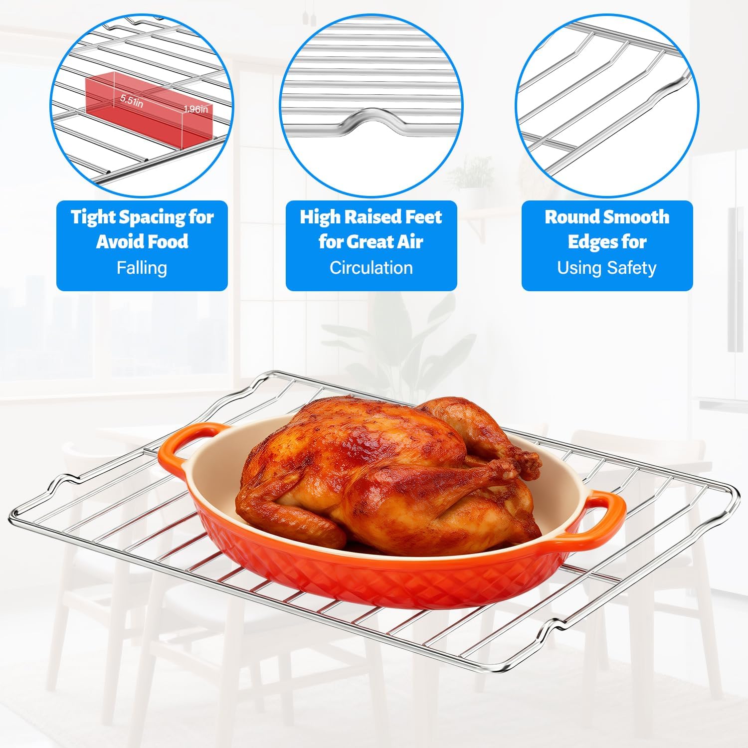 UPGRADE DG75-01001C Range/Stove/Oven Racks Compatible with Samsung Oven Rack Replacement,304 Stainless Steel Samsung DG75-01001C Electric Induction Shelf Grill Rack Parts NE63A6511SS NE63A6511SG