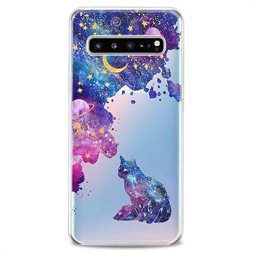 Miniatura 4 de Funda compatible con Samsung S25 S24 S23 FE S22 Plus S21 Ultra S20+ S10e Note 20 S9 Galaxy colorido patrón abstracto púrpura estrellas claro gato