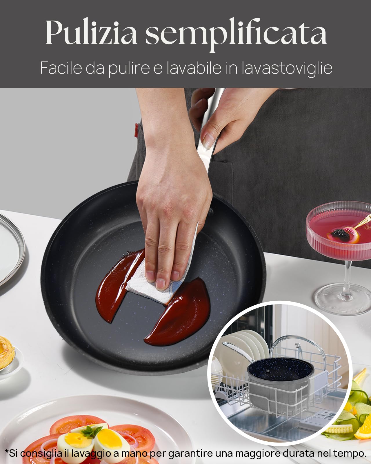 Nuwave Pentola da 7,6 litri in Ceramica Antiaderente Duralon Blue in Grigio, Priva di PFAS, Compatibile con Induzione e Forno, Lavabile in Lavastoviglie, Manici Freschi e Resistente ai Graffi