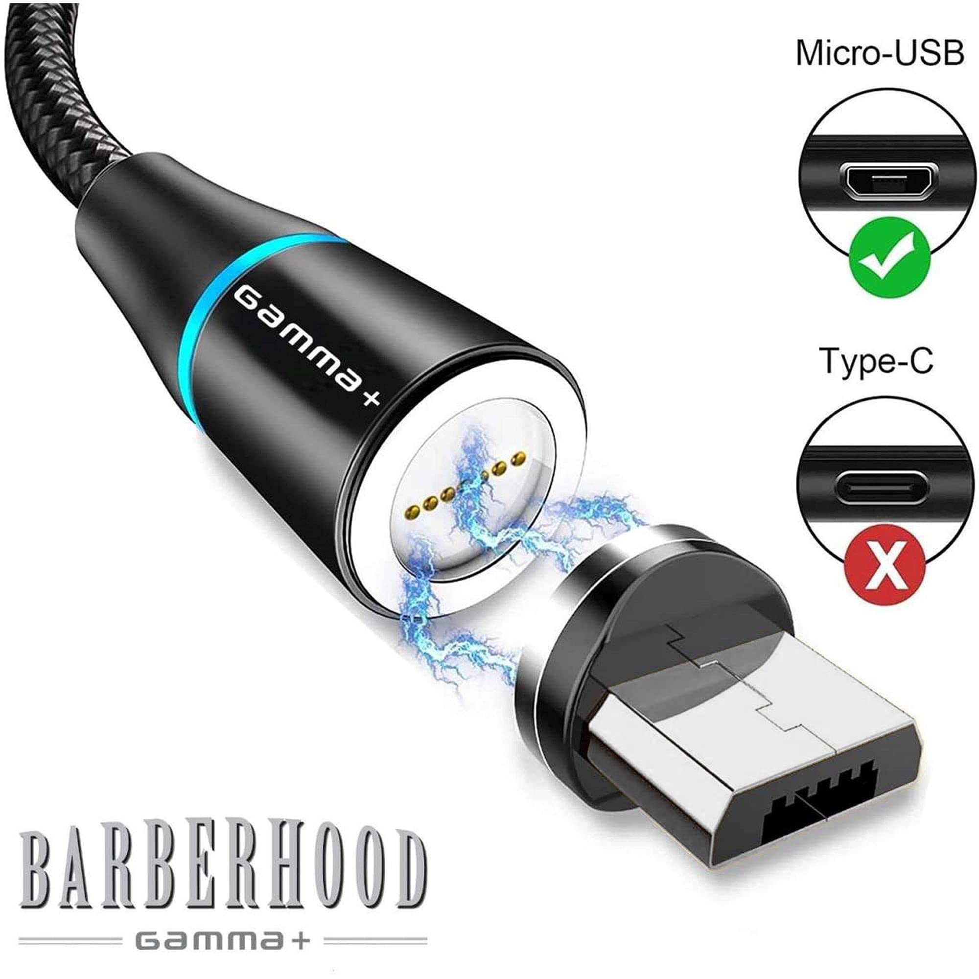 Amazon.com: Gamma+ Magnetic Power Micro USB Charging 6' Cord System with  LED Light Black