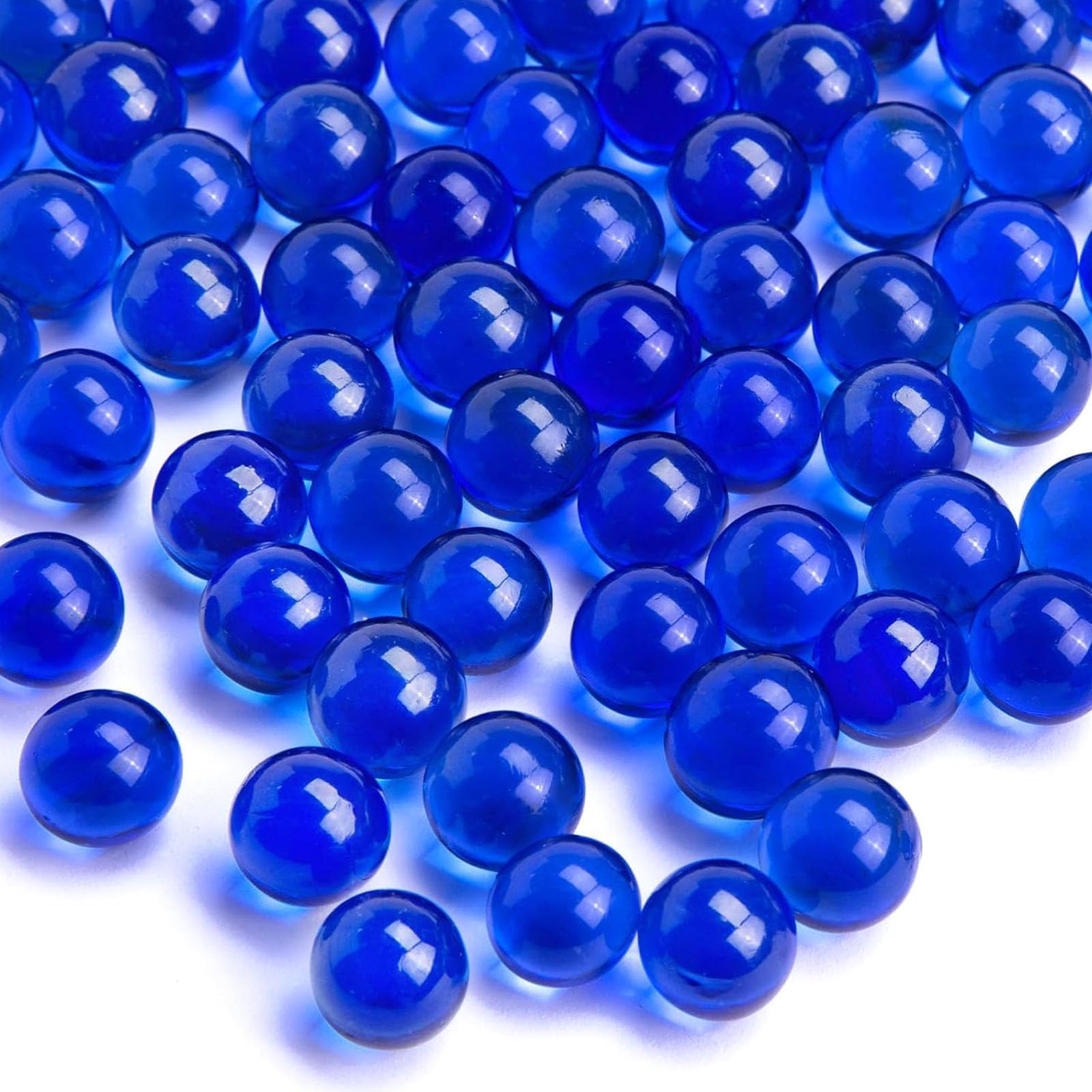 FUTUREPLUSX Glass Marbles, 1LB Blue Marbles Bulk, Vase Filler Decorative Glass Gems Pebbles for Aquarium Decoration Collectibles