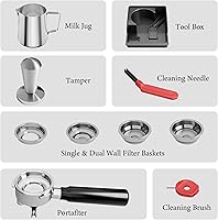 Vista 8 de Kndko Espresso Machine with Grinder, 20 Bar Automatic Espresso Maker with Milk Frother Steam Wand, Removable Water Tank, Latte & Cappuccino Machine