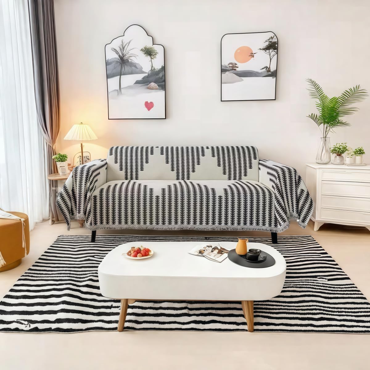 Générique Boho Elegance Chenille Sofa Cover,Micrscopic Double-Sided Reversible Chenille Sofa Covers,Pet-Friendly Washable Couch Covers, Anti-Cat Scratching, Durable Wrinkle Resistan (3,70.8 * 59 in)