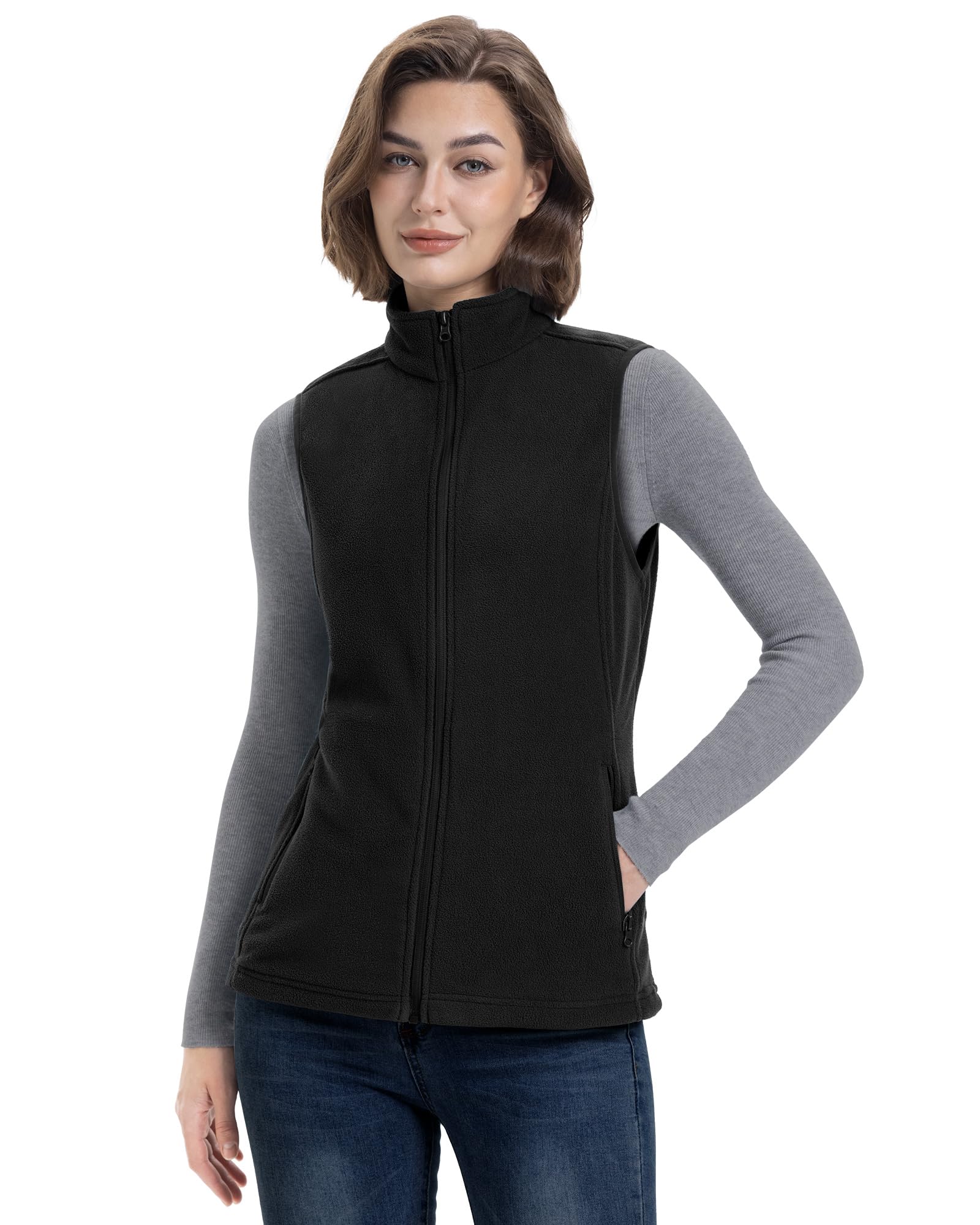 33 000ft Womens Fleece Vest Lightweight Warm Polar Soft Vests Outerwear with Zip Up Pockets Sleeveless Jacket for