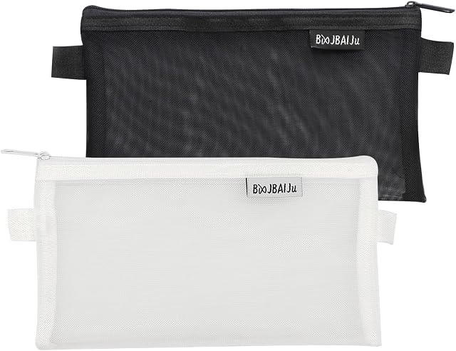 Clear Pencil Case for Exams, Transparent Pencil Cases Nylon Clear Exam Pencil Case Mesh Zipper Pen Pouch Large Clear Pencil Bag for Students Adults(2 Pcs)