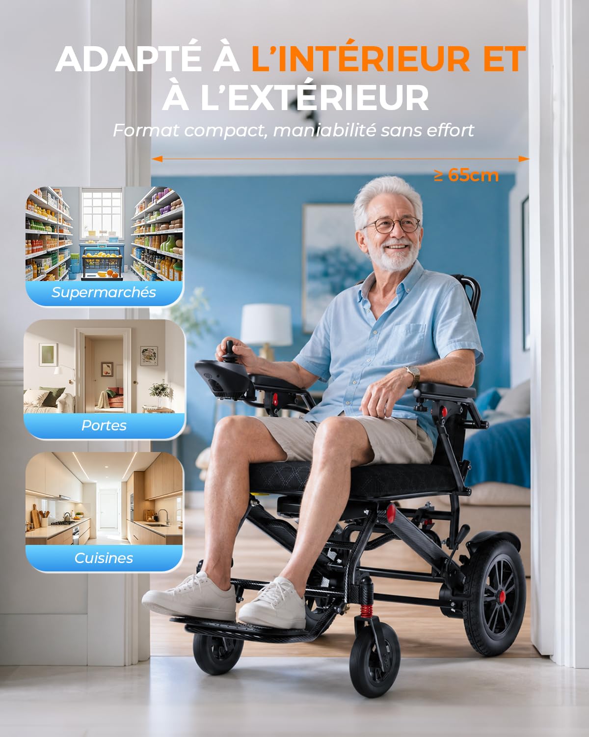 2026 Fauteuil Roulant électrique Pliable Ultra Léger Pour Adultes | Intérieur et extérieur, Alliage d’aluminium Seulement 19kg pour voyage, batterie au lithium 20 Ah, Jusqu'à 150 kg