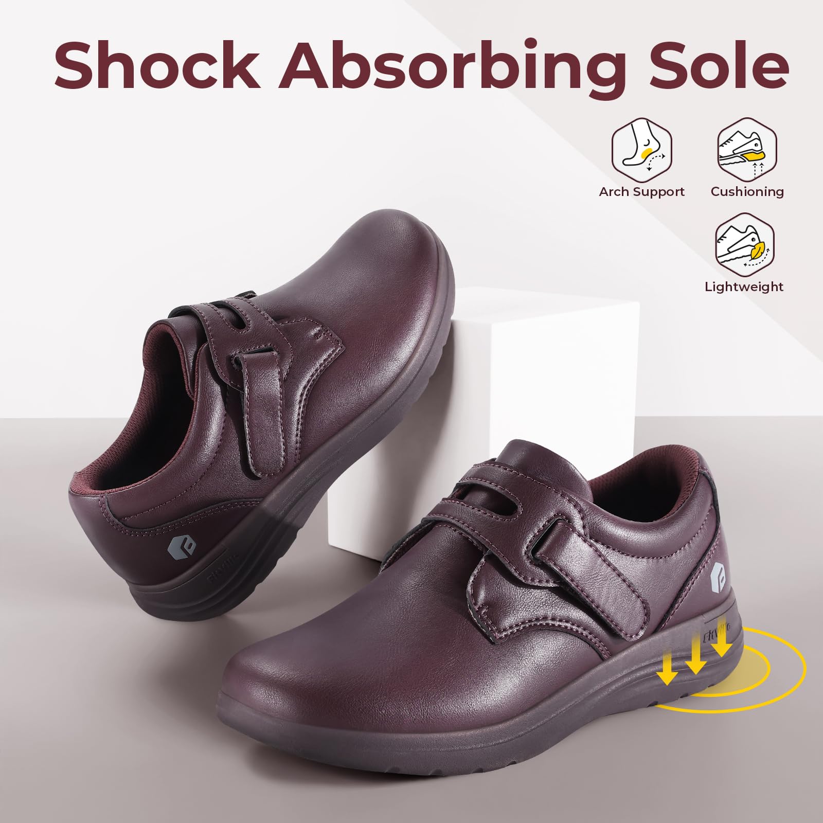 FitVille Zapatos Mujer de Cuero Mocasines Extra Anchos Ligero para Pies Sensibles Zapatillas Cómodas para Caminar
