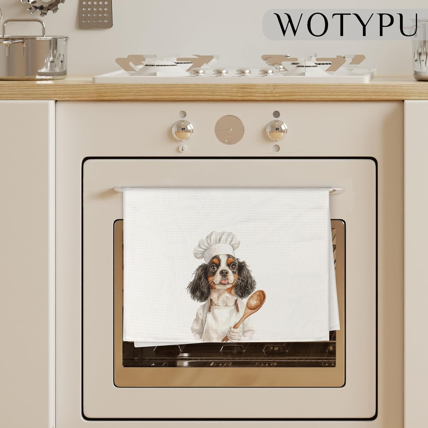King Charles Cavalier Gifts Kitchen Towels, Cavalier King Charles Spaniel Gifts Dish Tea Towel, Dog Lover Gifts Decorative Hand Towels for Kitchen Bakery Decor, 16x24 Inch - Image 3