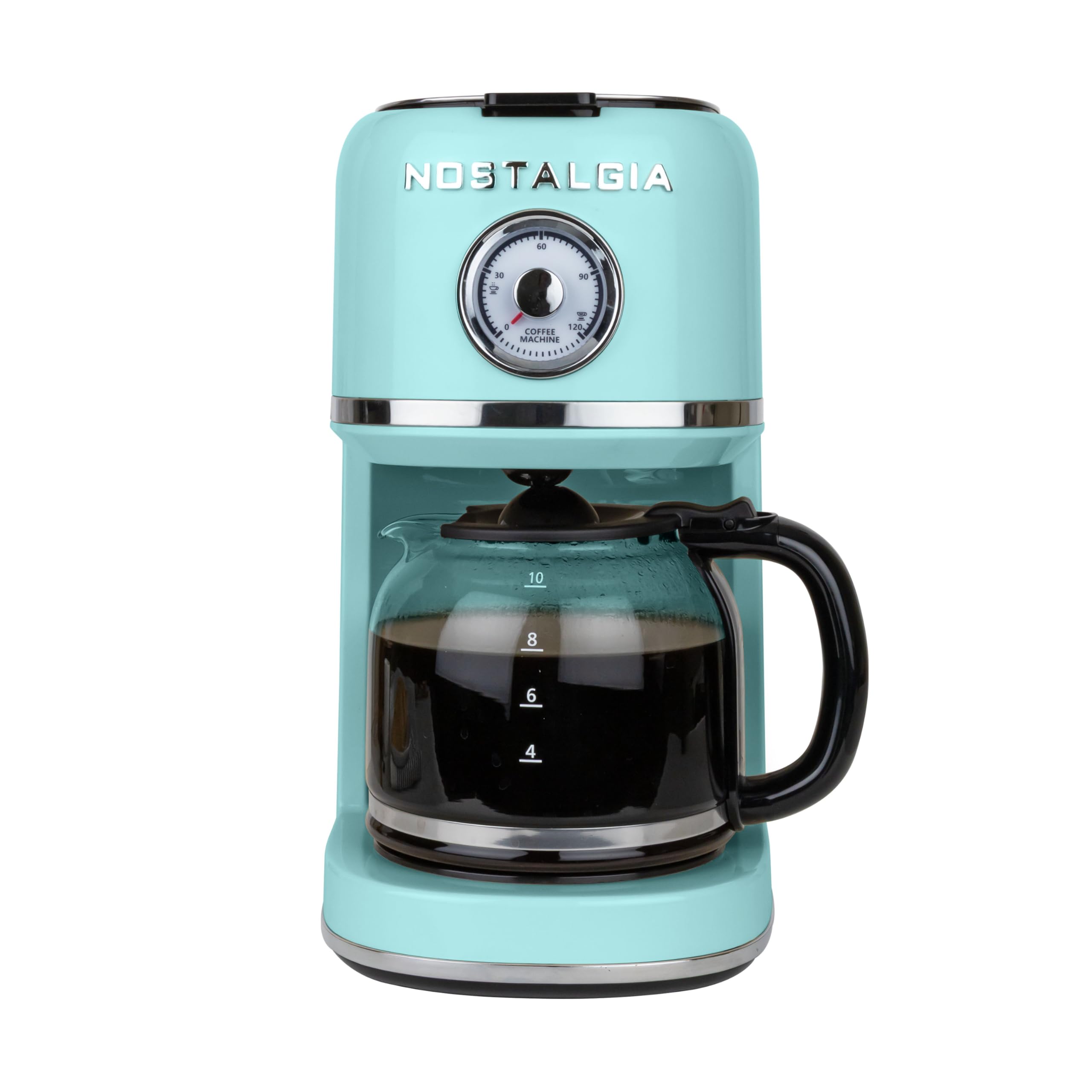Nostalgia classic retro 10 cup coffee maker in aqua with glass carafe