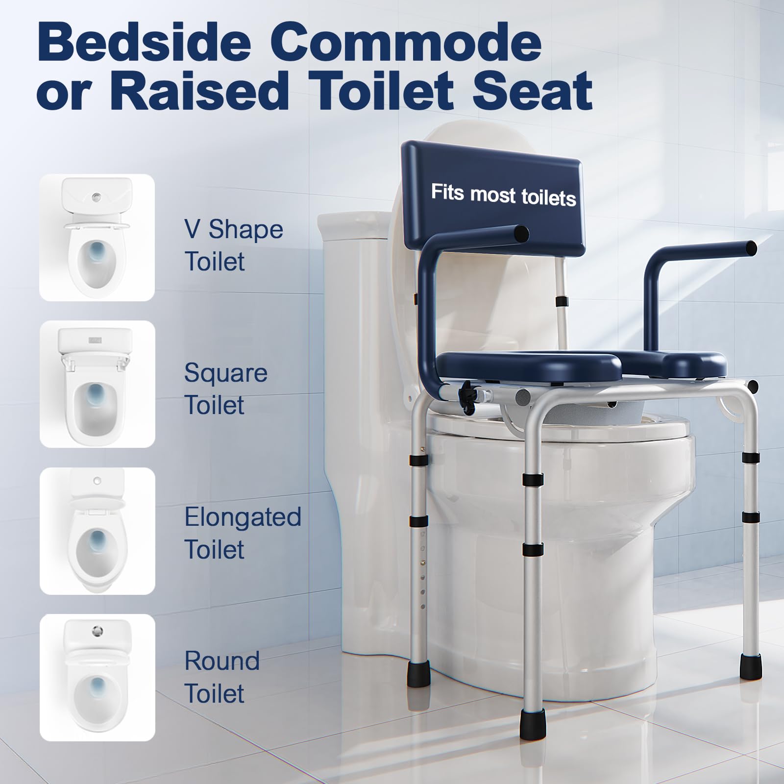 M73 Drop Arm Bedside Commodes for Seniors, Potty Chair for Adults — Amazon image 8