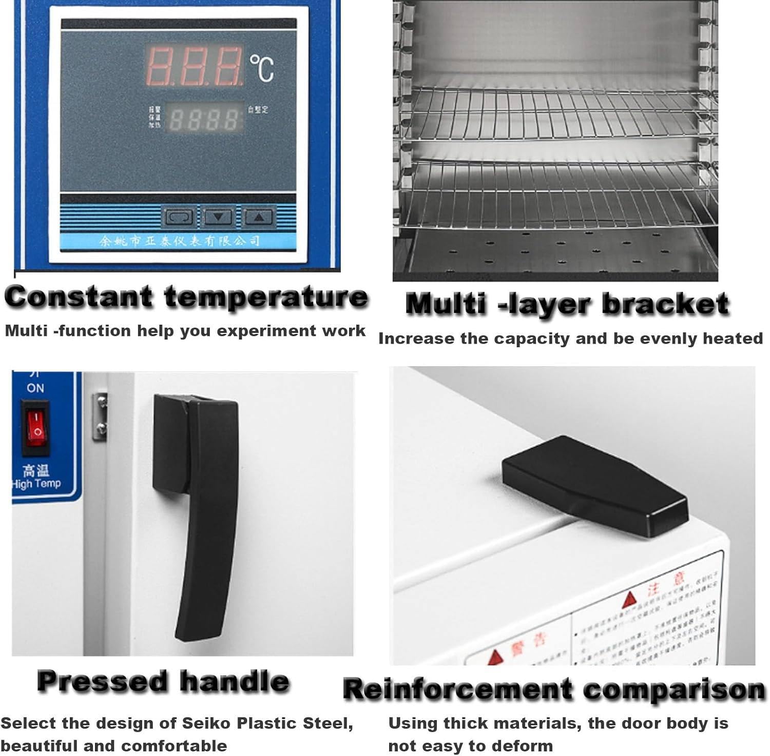 Horno de Secado al vacío para Laboratorio, alimentación por Aire Caliente a Temperatura Constante, Temporizador y Control de Temperatura, 50-300 °C, Capacidad de 43 L.