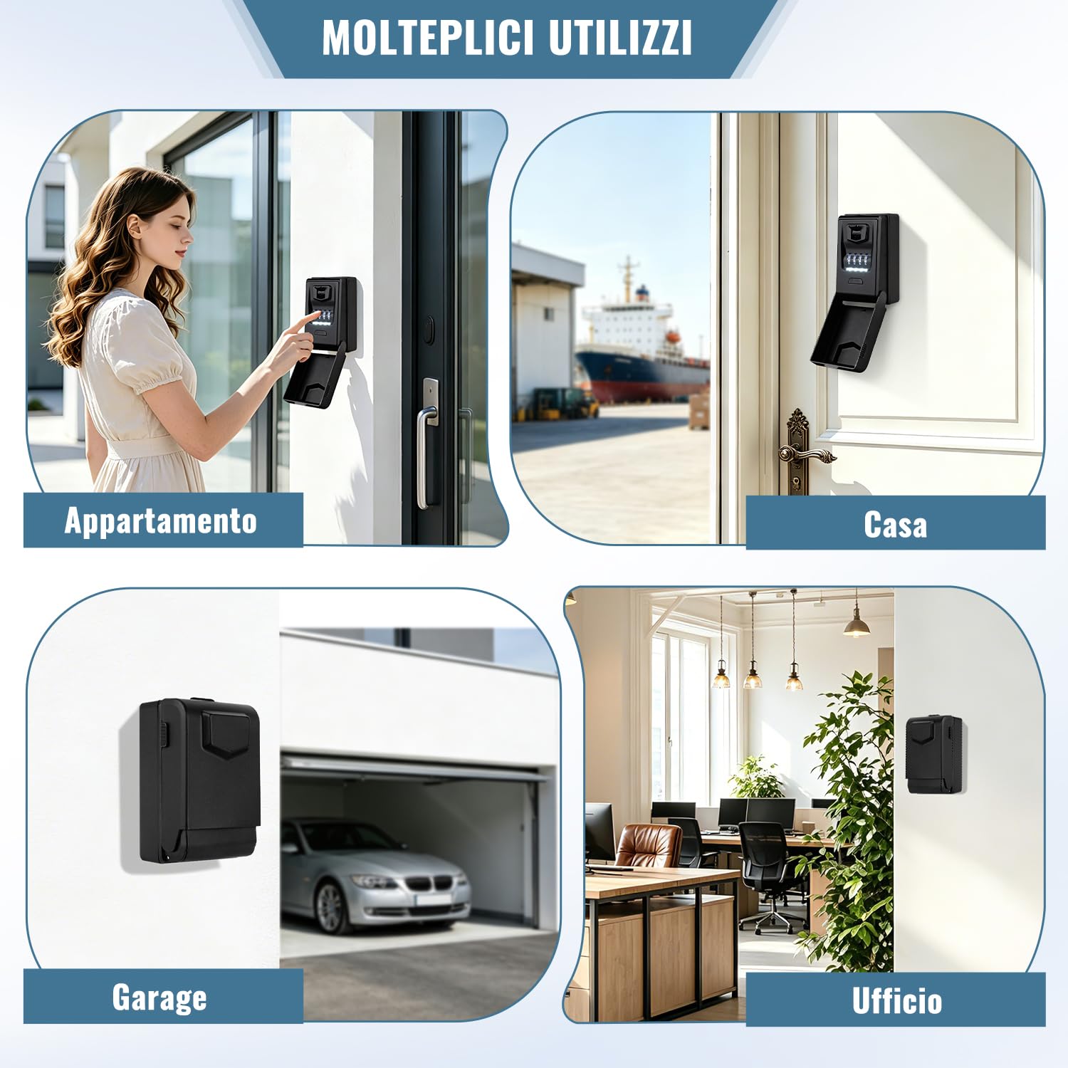 Cassetta Sicurezza Chiavi Esterno Retroilluminata Grand Cassetta di Sicurezza per Chiavi Impermeabile Cassetta Portachiavi con Codice 4 Cifre, Cassaforte per Chiavi per Casa Scuola