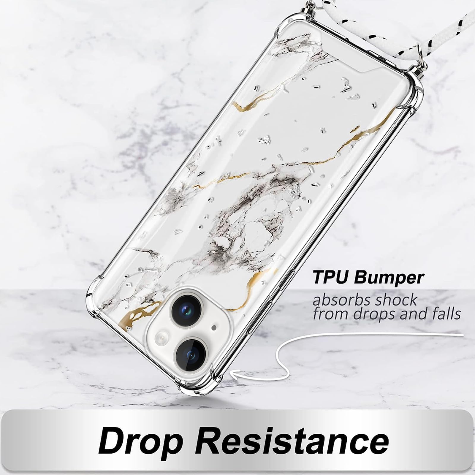 Vauki Cover per iPhone 14 con Cordino, Silicone Custodia