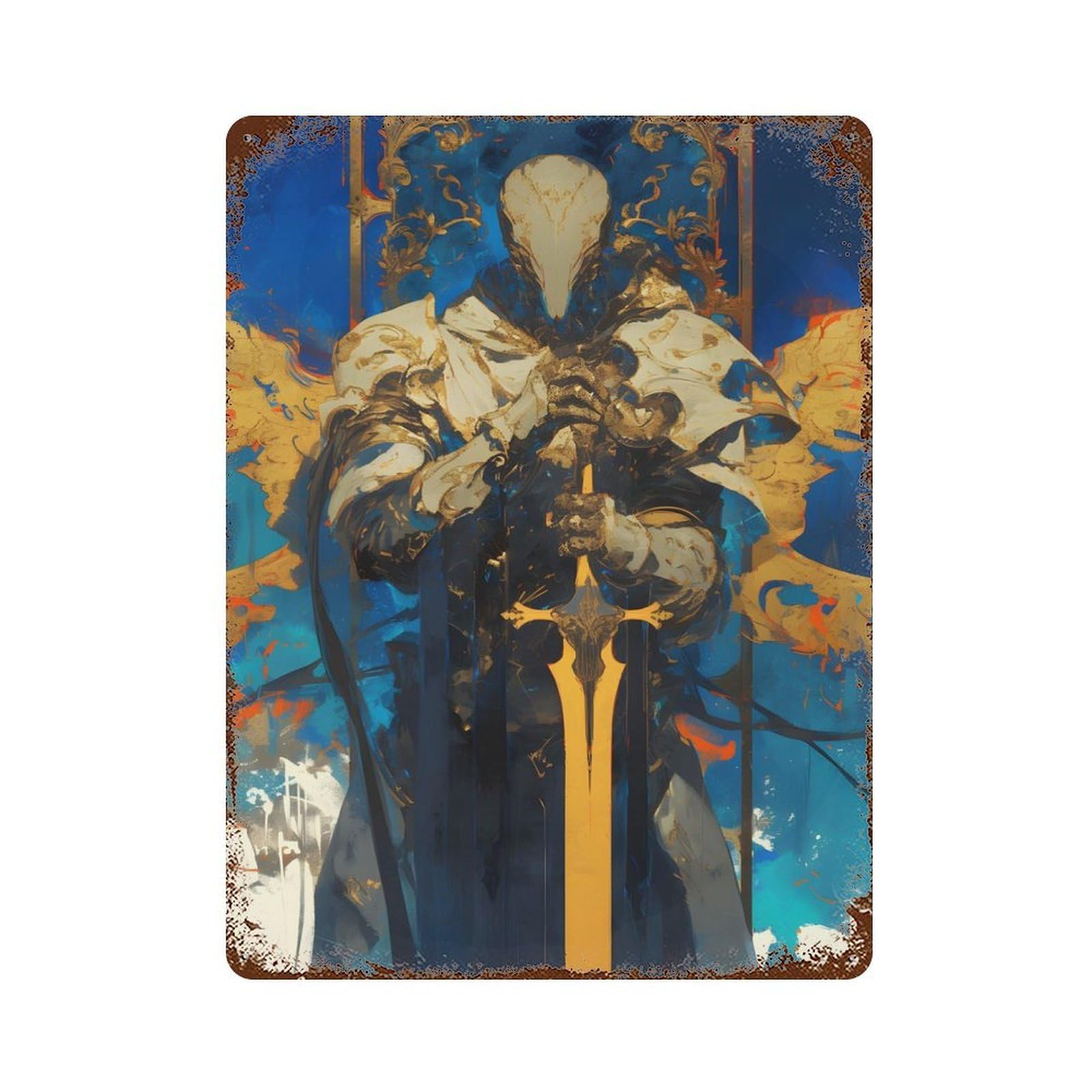 Guardian Angel Blade Rusty Metal Tin Sign 15.7"x11.8", for Shed, Workshop And Garage Wall Decor, Shabby Chic Decor