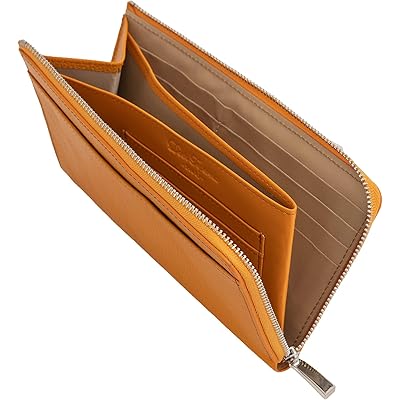 [Dom Teporna] 小さい長財布 メンズ 本革 お札を折らない スリム 薄い 大容量 カード16枚収納 イタリアンレザー 横幅18cm 短い L字ファス …