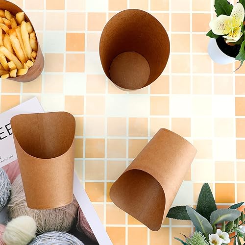 Miniatura 5 de Soporte desechable para papas fritas de 14 onzas, suministros de horneado para fiesta, papel gofre, sándwich, helado, recipiente de papel kraft para