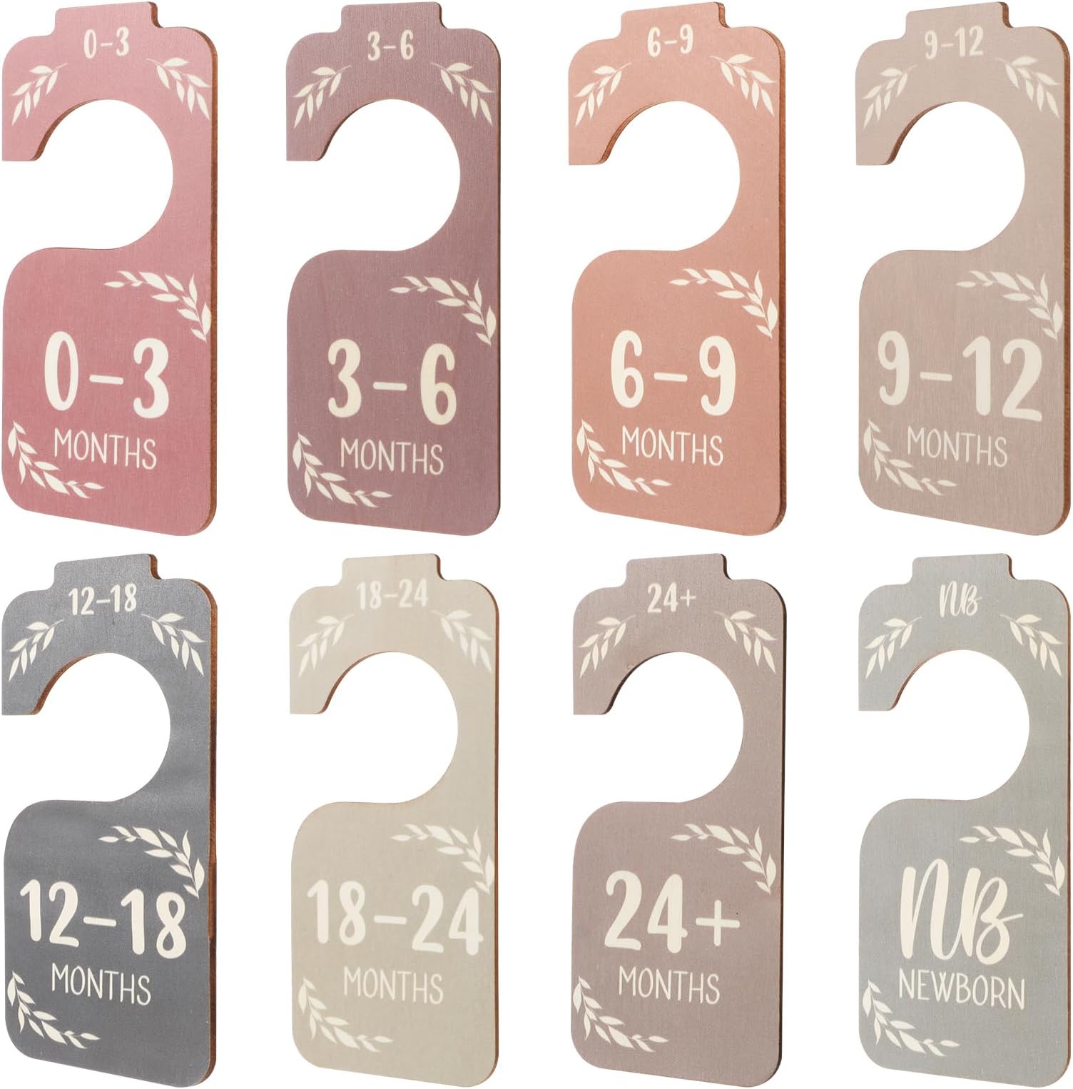 COMNICO 8PCS Wooden Baby Closet Dividers, Colorful Double-Sided Baby Closet Organizer Clothes Hanger Dividers for Newborn to 24 Months Size Clothes Boho Nursery Decor