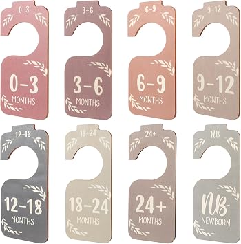 COMNICO 8PCS Wooden Baby Closet Dividers, Colorful Double-Sided Baby Closet Organizer Clothes Hanger Dividers for Newborn to 24 Months Size Clothes Boho Nursery Decor