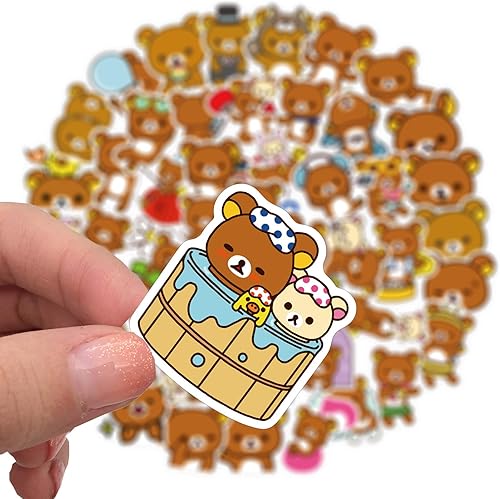 Miniatura 3 de Calcomanías de oso de dibujos animados kawaii, 50 unidades, calcomanías para portátiles para niños y adolescentes, paquete de calcomanías de vinilo