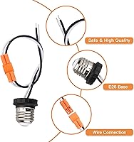 Vista 5 de Helunsi Adaptador de Enchufe E26, Paquete de 2 Enchufes de Bombilla con Cable, Enchufe de Luz Macho Roscado, Adaptador de Enchufe de Luz Empotrada