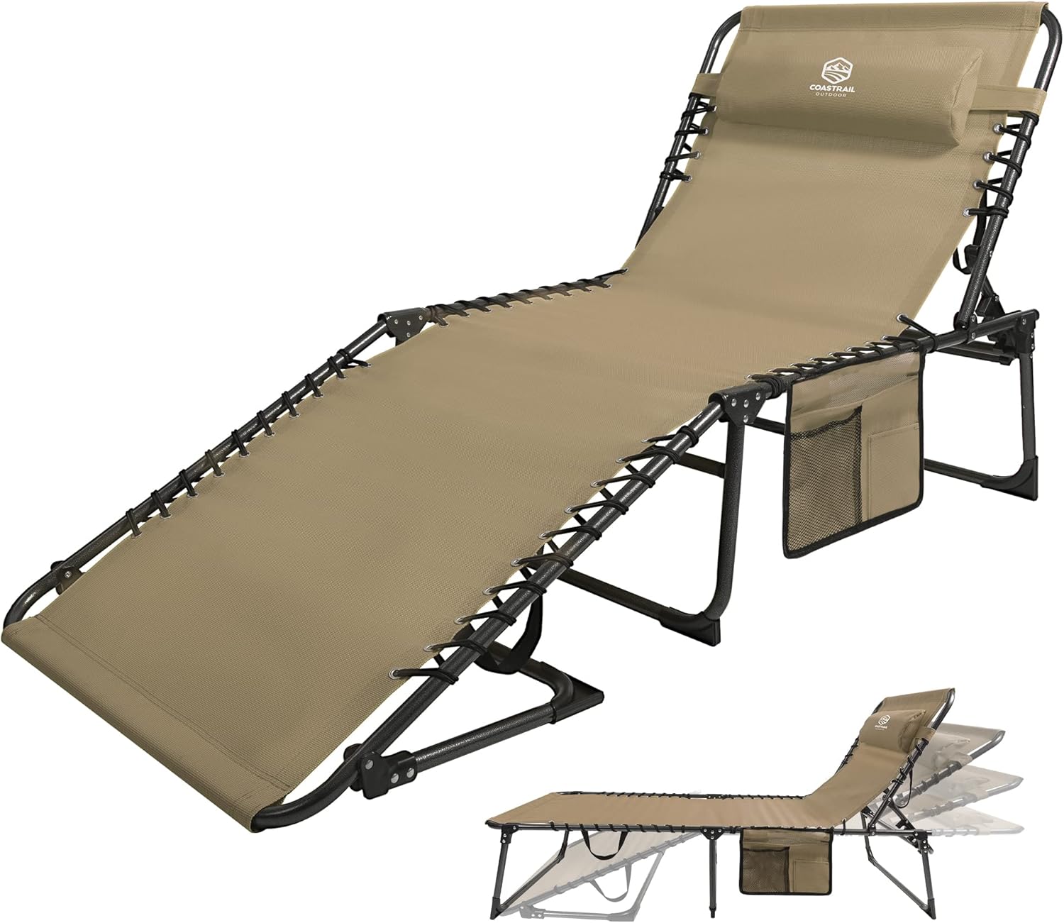 Coastrail Outdoor Folding Chaise Lounge Chair 28 inch Wide