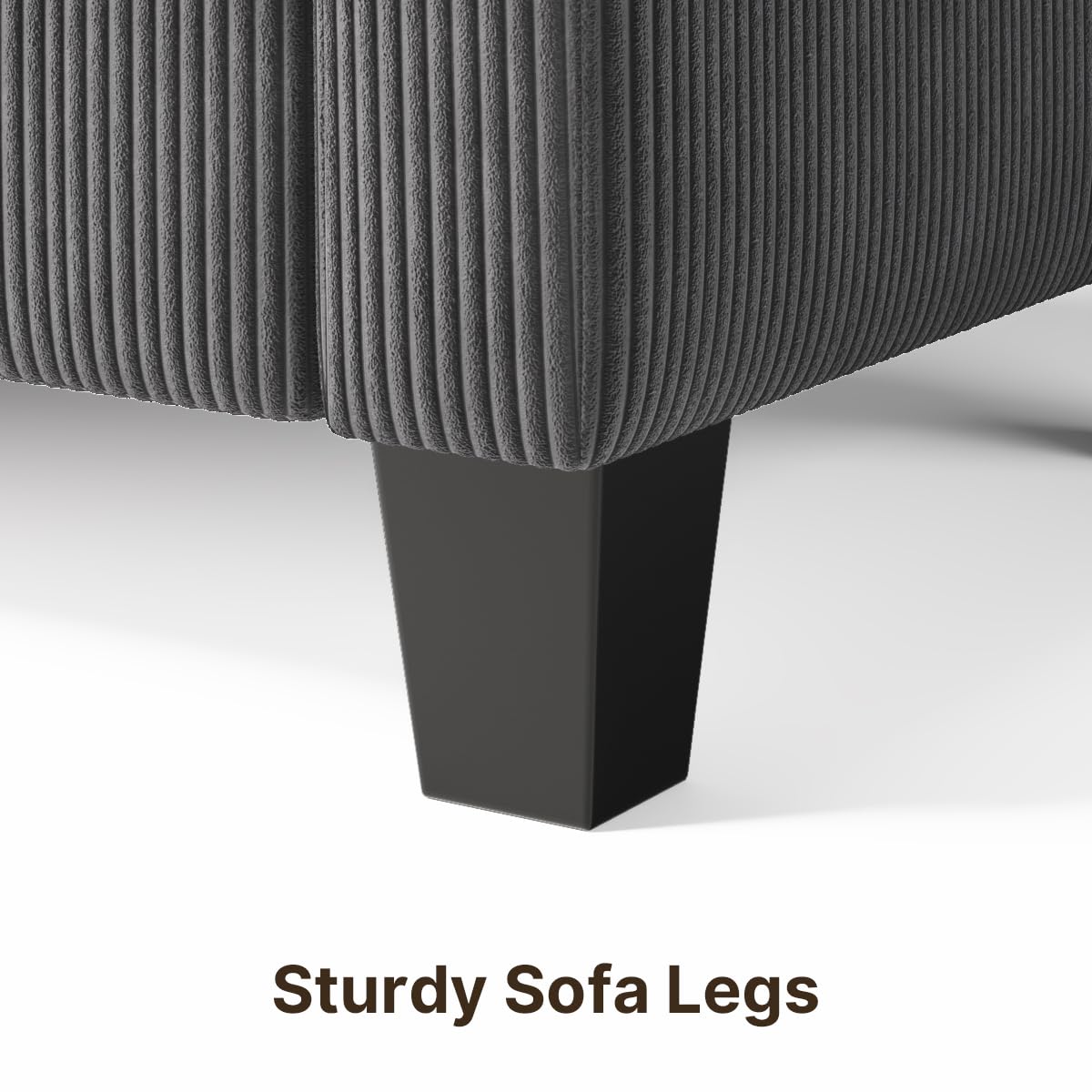 Xbro Ecksofa, Eckcouch L-Form Sofa Mit Ottomane, 3-Sitzer Wohnzimmer Sofa Für Kleine Räume, Modulare Chaiselongue, Cordbezug, Ergonomische Polsterung, 188 x 136,5 x 89 cm, Dunkelgrau