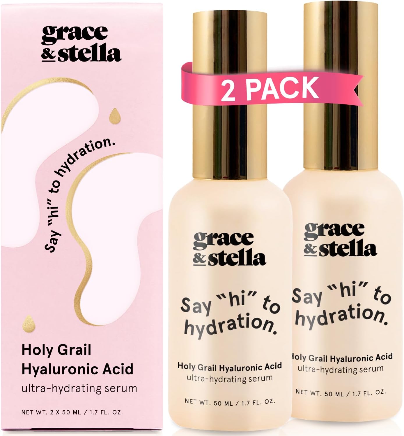 grace & stella Award Winning Hyaluronic Acid Serum for Face (50ml, 2-pack) Hydrating Hyaluronic Acid – Acide Hyaluronique Face – Glass Skin – Anti Aging Serum to Hydrate, Remove Fine Lines, Wrinkles, Skin Texture grace & stella Award Winning Hyaluronic Acid Serum for Face (50ml, 2-pack) Hydrating Hyaluronic Acid – Acide Hyaluronique Face – Glass Skin – Anti Aging Serum to Hydrate, Remove Fine Lines, Wrinkles, Skin Texture