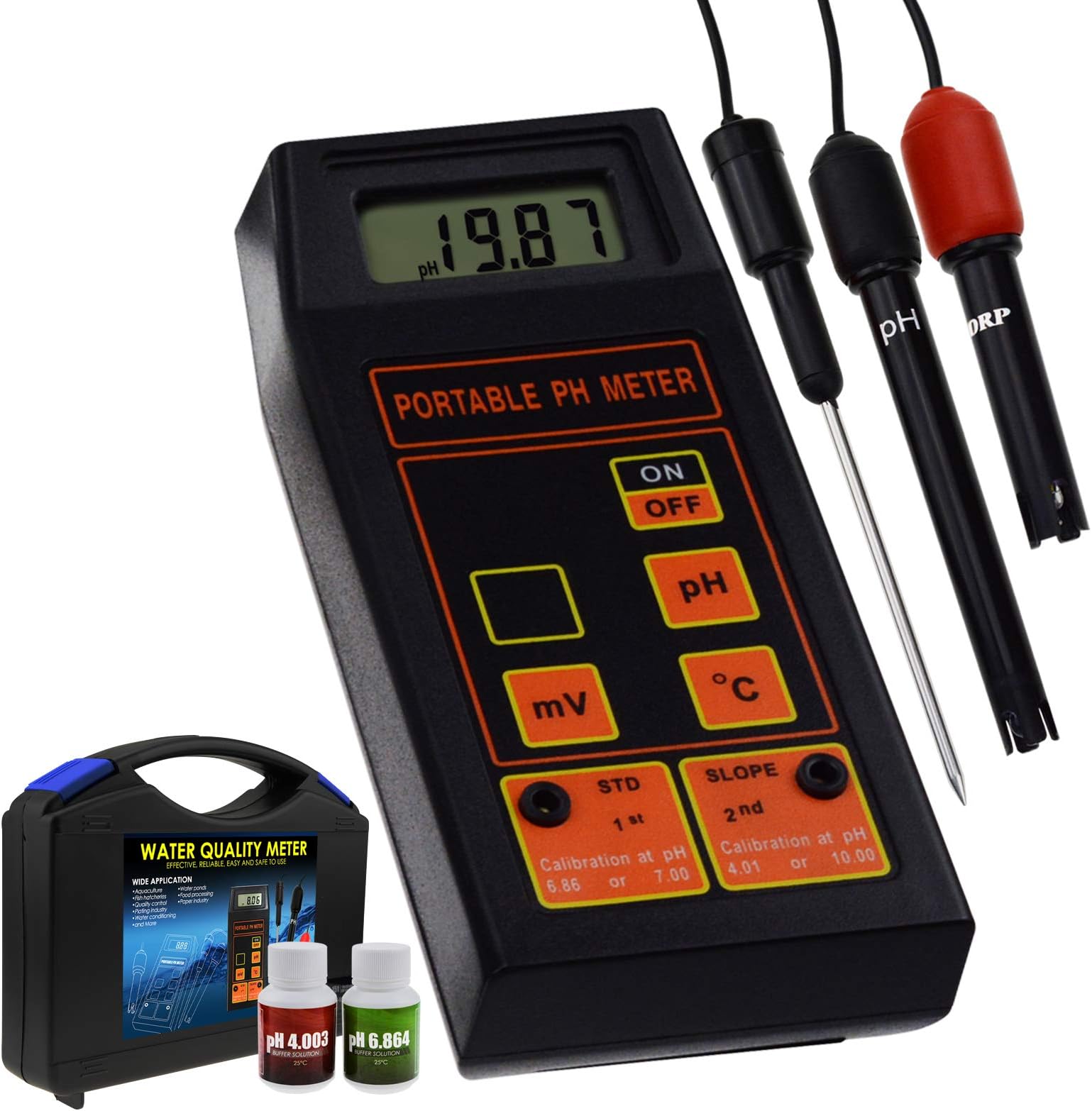 Digital 3in1 pH/ORP/Temp Meter Water Quality Tester with ATC Replaceable Detachable Electrode Probe for Aquarium, Laboratory Test, Hydroponics Water,Pool Testing Tool